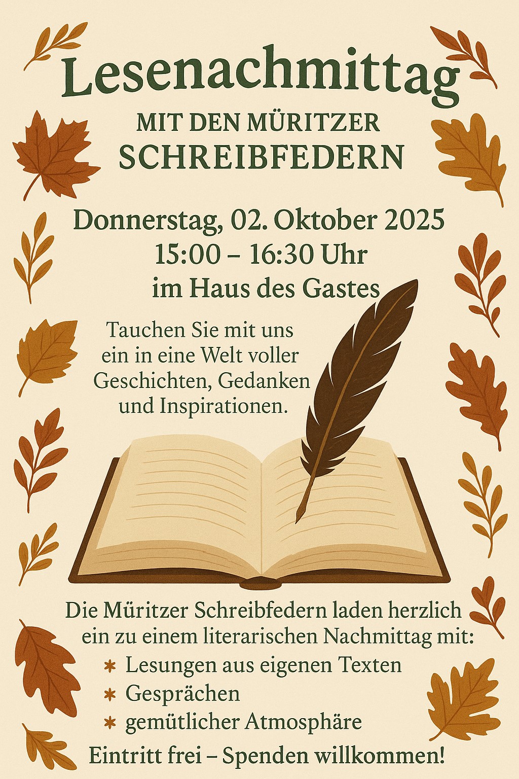 Lesenachmittag mit den "Müritzer Schreibfedern"